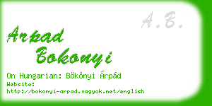 arpad bokonyi business card